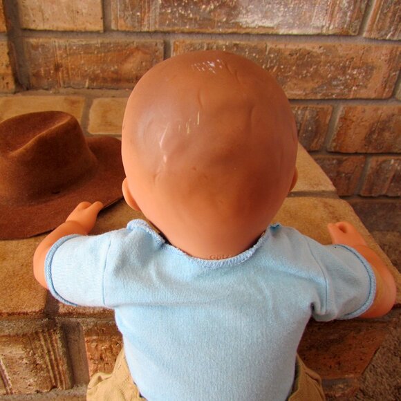 GOTZ BABY DOLL w COWBOY HAT, FLANNEL PJs, ACCESSORIES -  POTTERY BARN KIDS - Picture 5 of 15